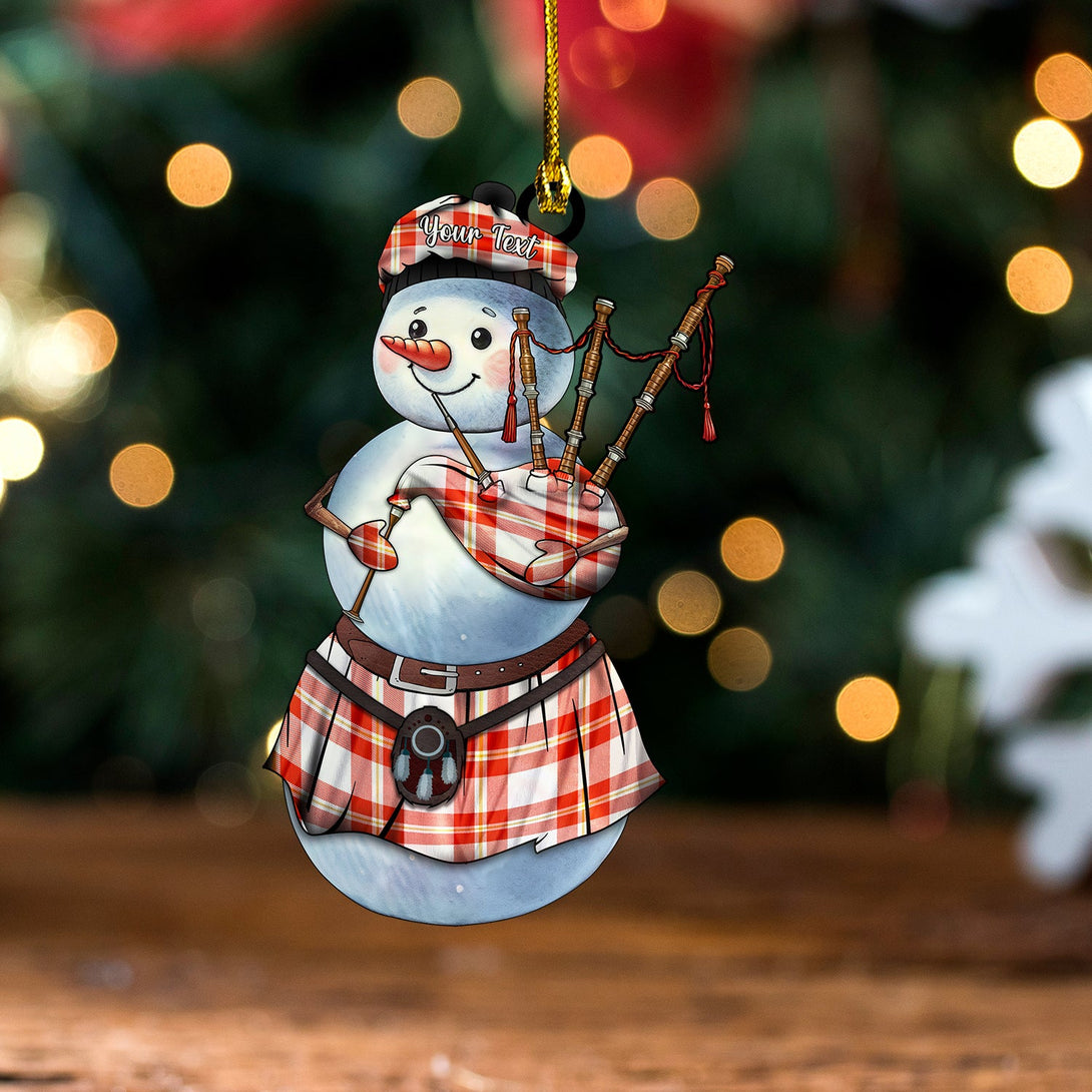 Perry Arisaid Ancient Tartan Wood Acrylic Ornament Snowman Bagpipe Personalized