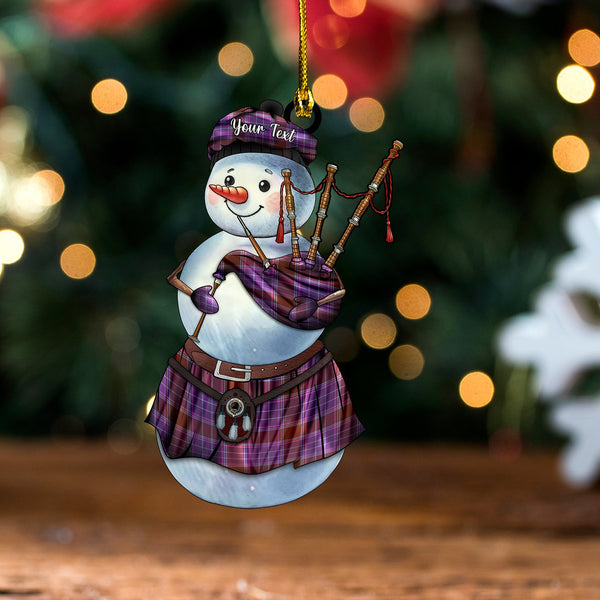 Phillips Weathered Clan Badge Tartan Wood Acrylic Ornament Snowman Bagpipe Personalized