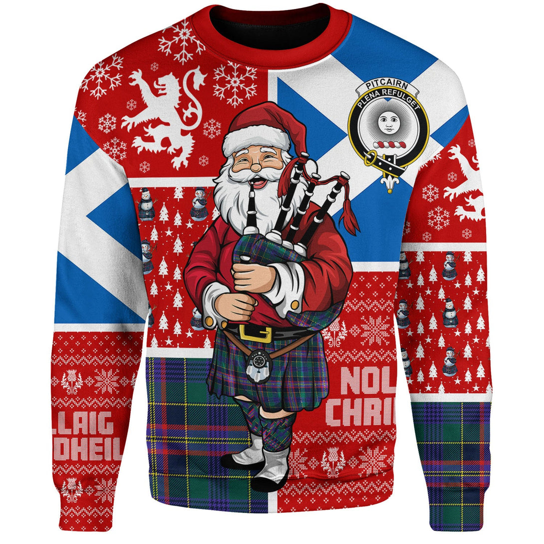 Pitcairn Hunting Modern Clan Badge Tartan Sweatshirt Scotland Christmas Santa