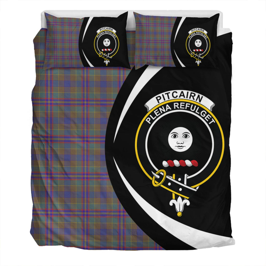 Pitcairn Hunting Weathered Clan Badge Tartan Bedding Set Circle Style