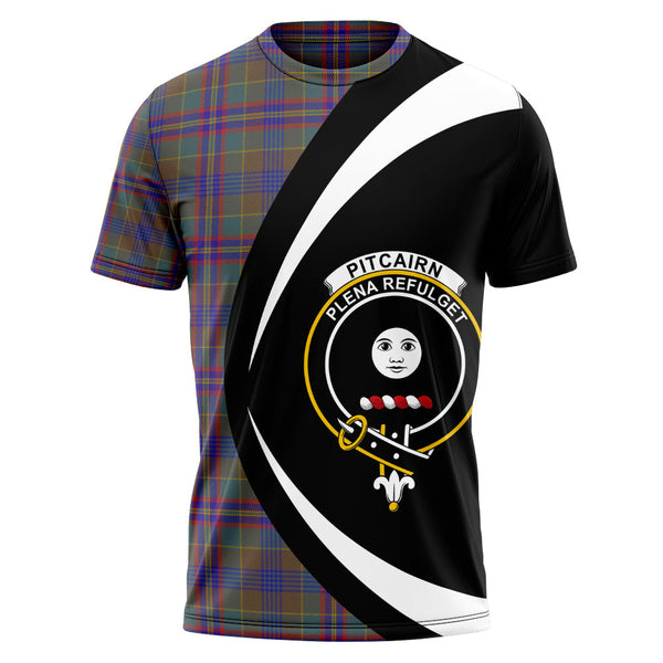 Pitcairn Hunting Weathered Clan Badge Tartan T-Shirt Circle Style Personalized