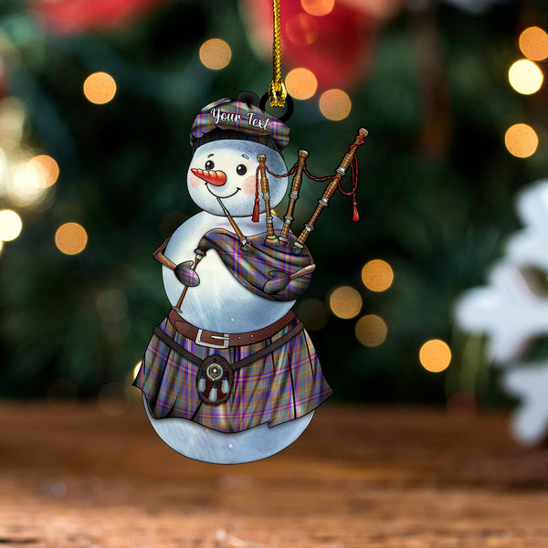 Pitcairn Hunting Weathered Clan Badge Tartan Wood Acrylic Ornament Snowman Bagpipe Personalized