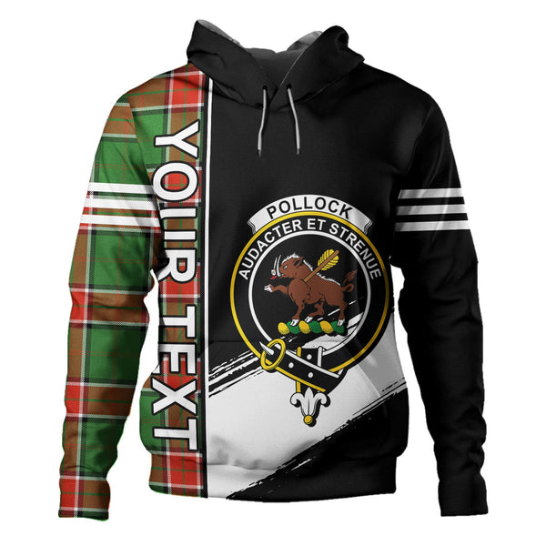 Pollock Ancient Clan Badge Tartan Hoodie Quarter Style Personalized