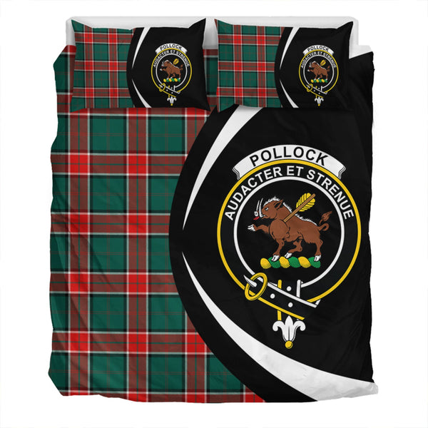 Pollock Modern Clan Badge Tartan Bedding Set Circle Style