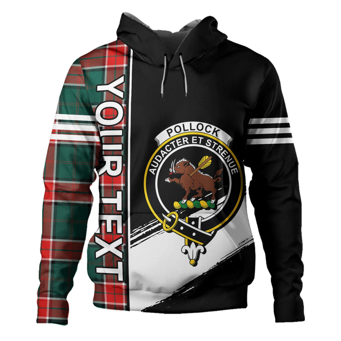 Pollock Modern Clan Badge Tartan Hoodie Quarter Style Personalized