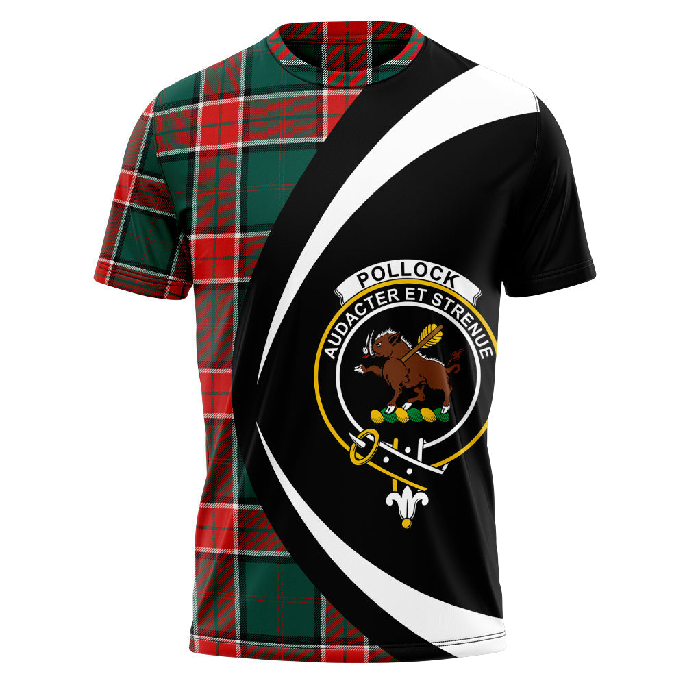 Pollock Modern Clan Badge Tartan T-Shirt Circle Style Personalized