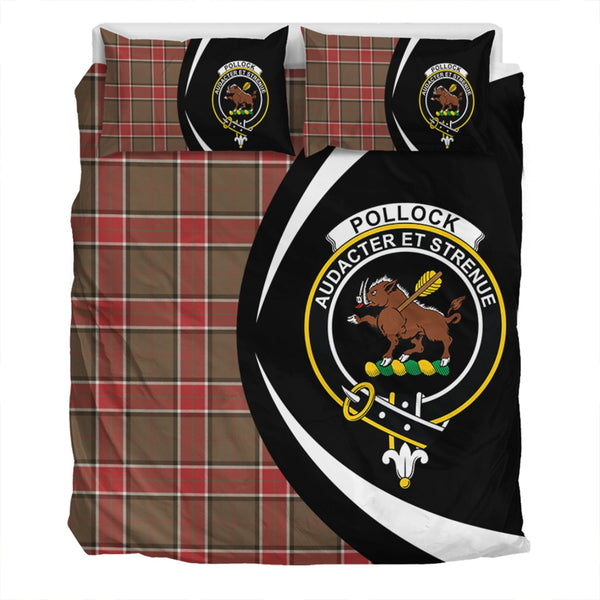 Pollock Weathered Clan Badge Tartan Bedding Set Circle Style