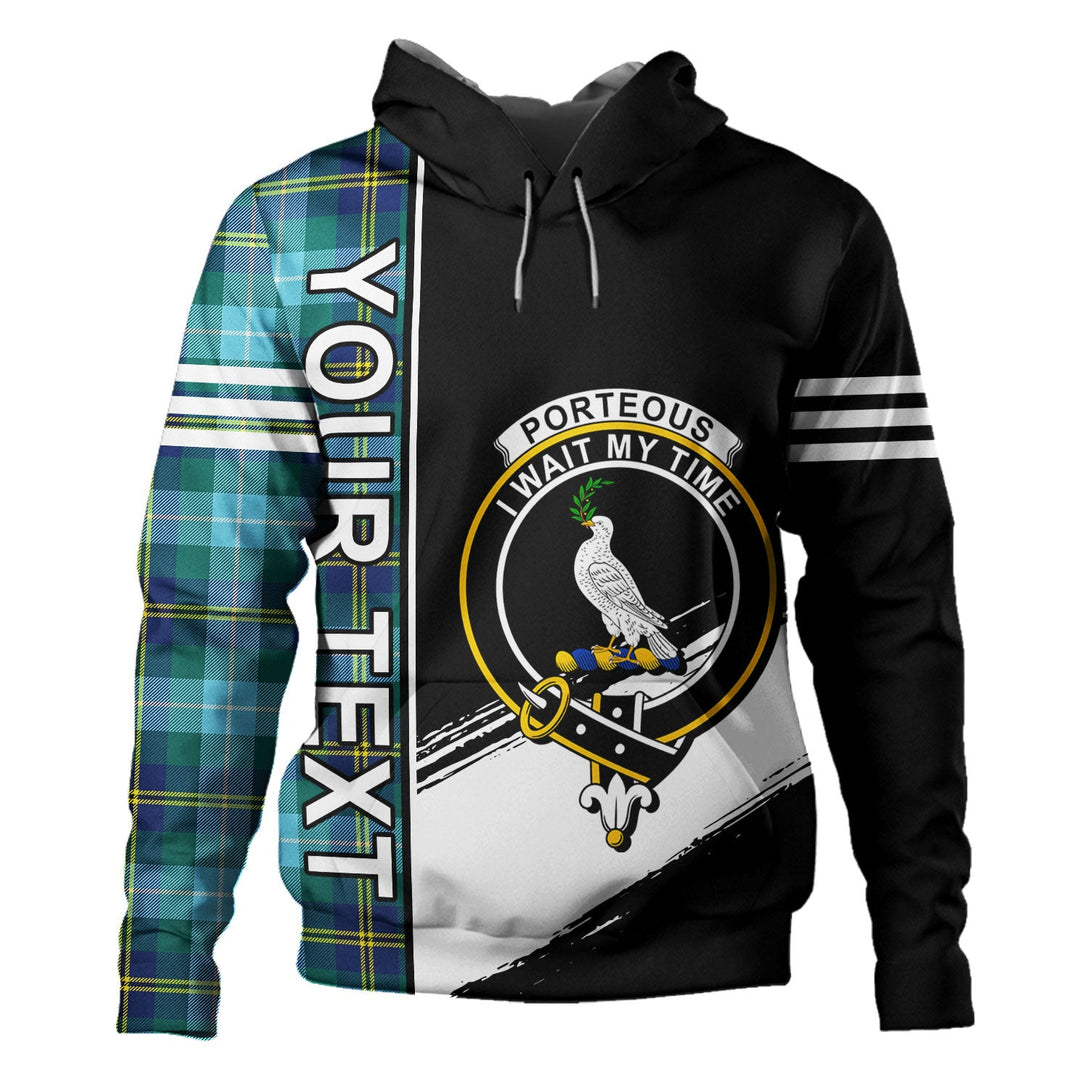 Porteous Modern Clan Badge Tartan Hoodie Quarter Style Personalized