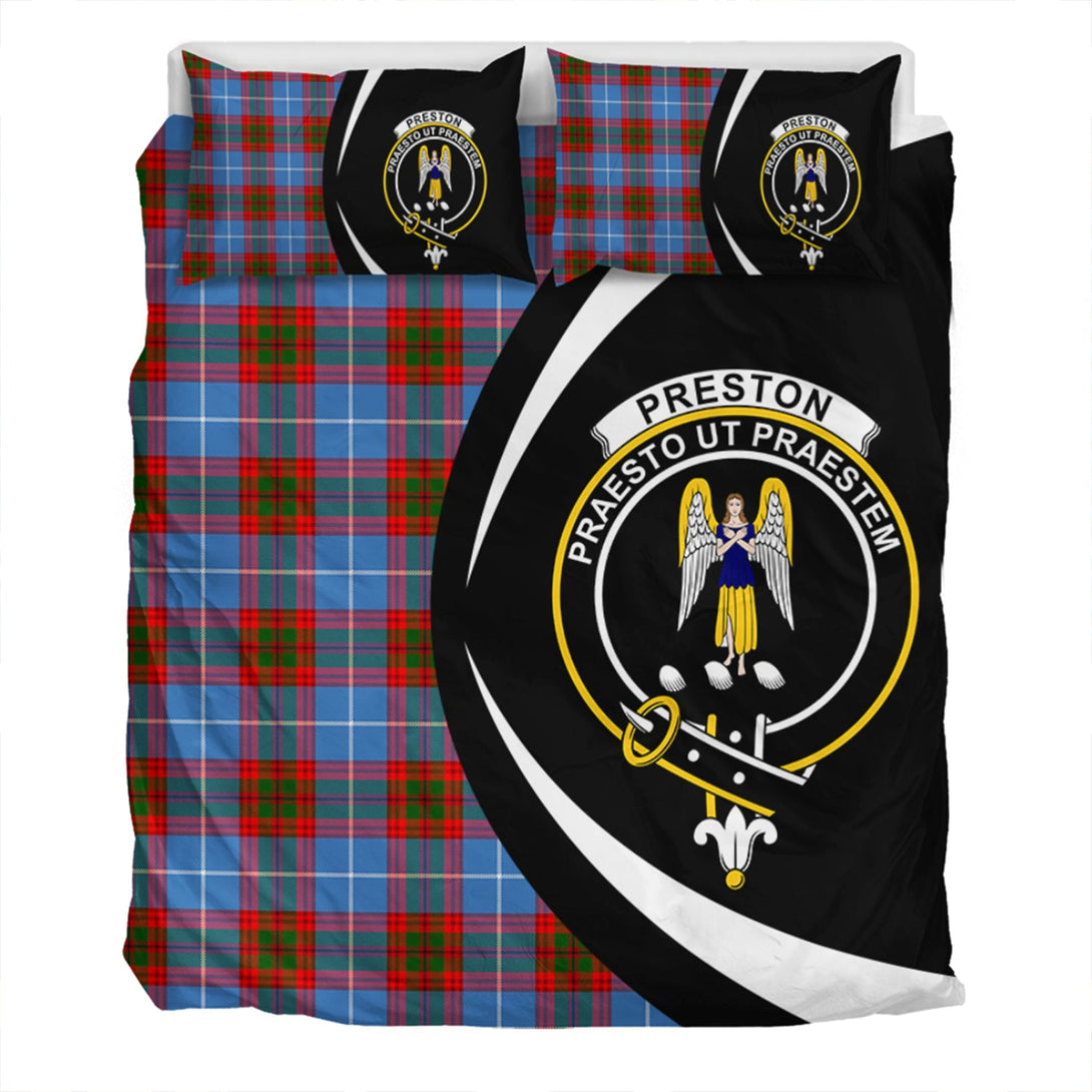 Preston Clan Badge Tartan Bedding Set Circle Style