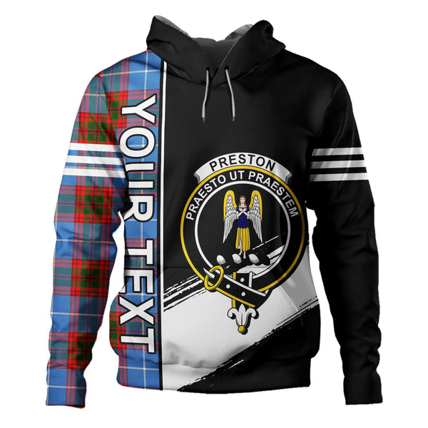 Preston Clan Badge Tartan Hoodie Quarter Style Personalized