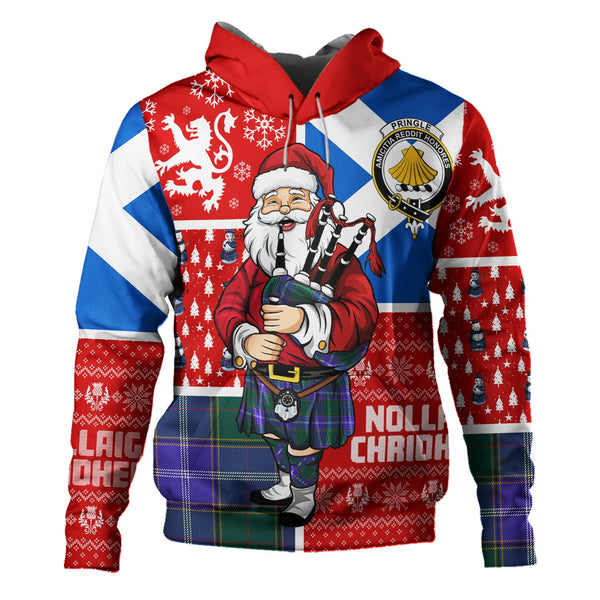 Pringle Modern Clan Badge Tartan Hoodie Scotland Christmas Santa