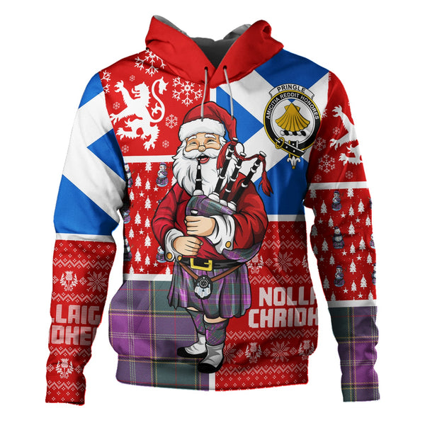 Pringle Weathered Clan Badge Tartan Hoodie Scotland Christmas Santa