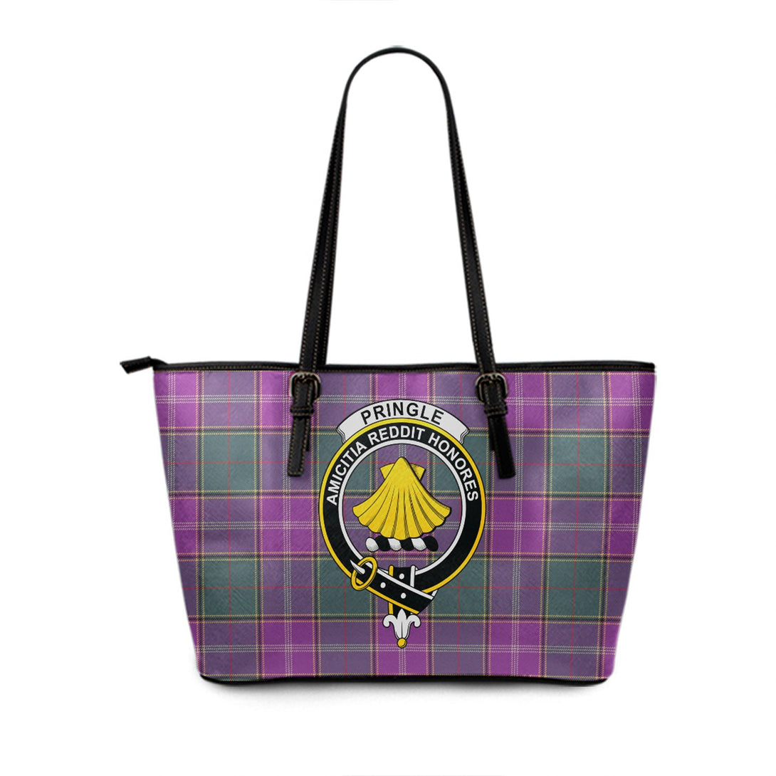 Pringle Weathered Clan Badge Tartan Leather Tote Bag