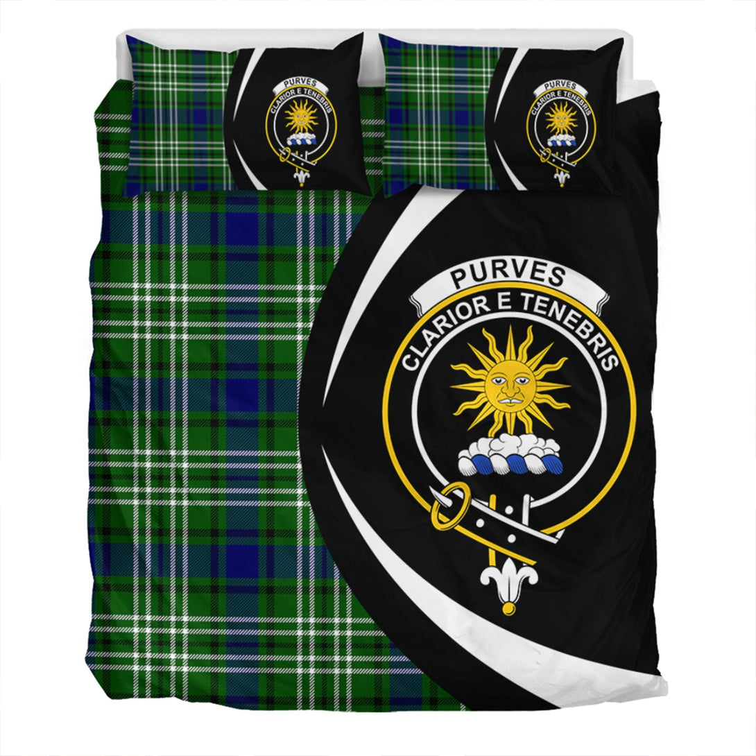 Purves Clan Badge Tartan Bedding Set Circle Style