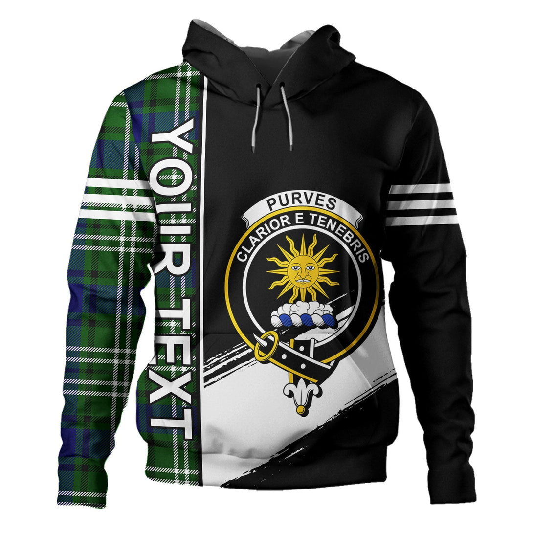 Purves Clan Badge Tartan Hoodie Quarter Style Personalized