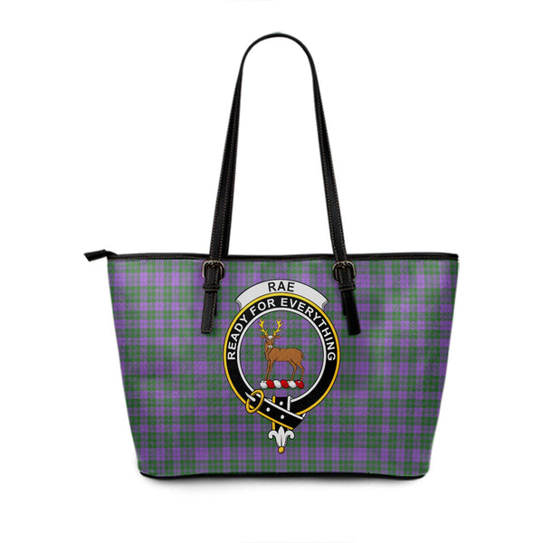 Rae Ancient Clan Badge Tartan Leather Tote Bag