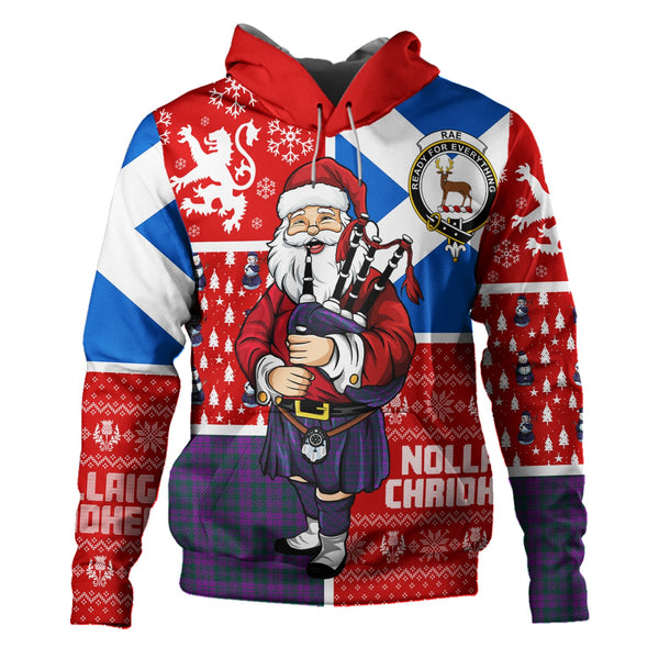 Rae Modern Clan Badge Tartan Hoodie Scotland Christmas Santa