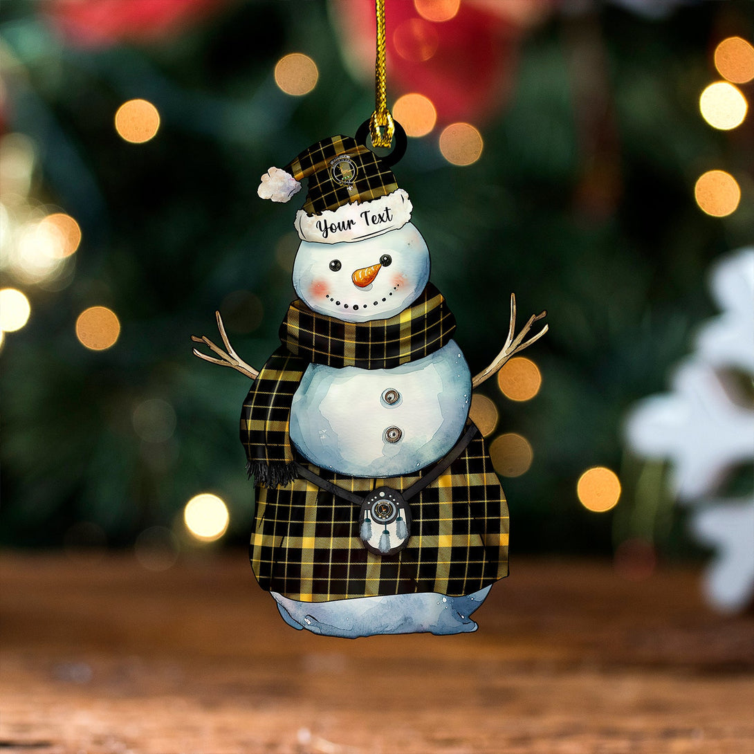 Raeburn Ancient Clan Badge Tartan Wood Acrylic Ornament Snowman Warrior Personalized