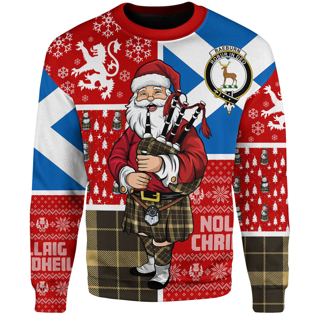 Raeburn Weathered Clan Badge Tartan Sweatshirt Scotland Christmas Santa