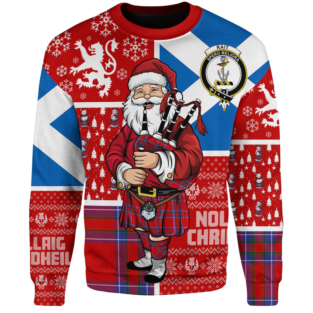 Rait Clan Badge Tartan Sweatshirt Scotland Christmas Santa