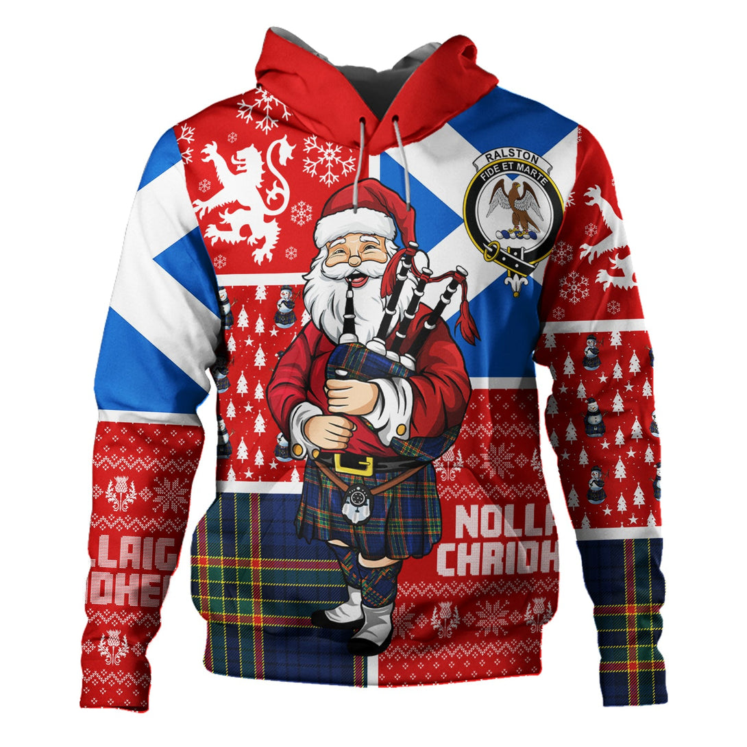 Ralston UK Modern Clan Badge Tartan Hoodie Scotland Christmas Santa