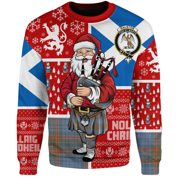 Ralston UK Weathered Clan Badge Tartan Sweatshirt Scotland Christmas Santa