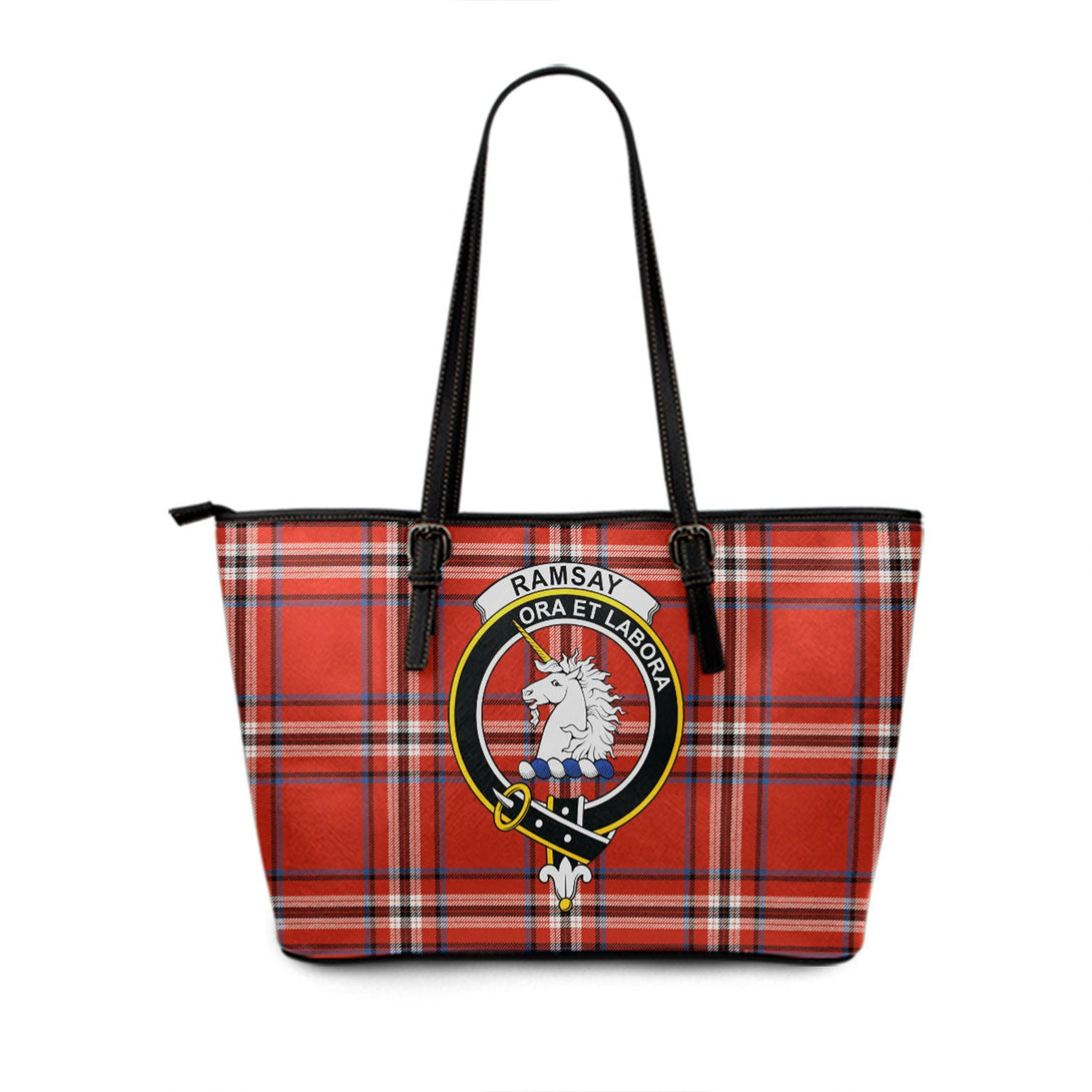 Ramsay Angus & Mearns Ancient Clan Badge Tartan Leather Tote Bag