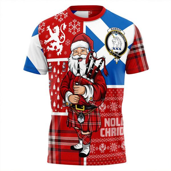 Ramsay Angus & Mearns Modern Clan Badge Tartan T-Shirt Scotland Christmas Santa