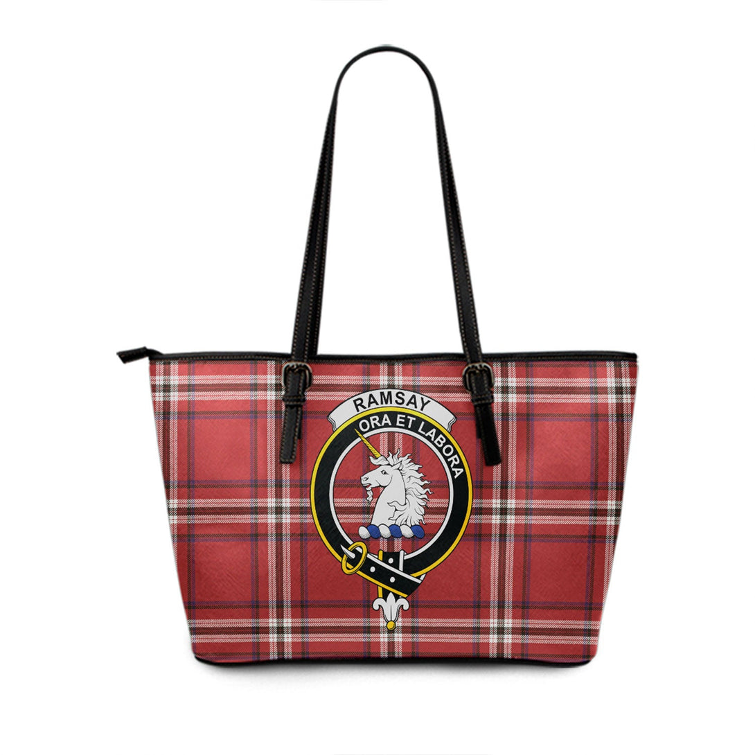 Ramsay Angus & Mearns Weathered Clan Badge Tartan Leather Tote Bag