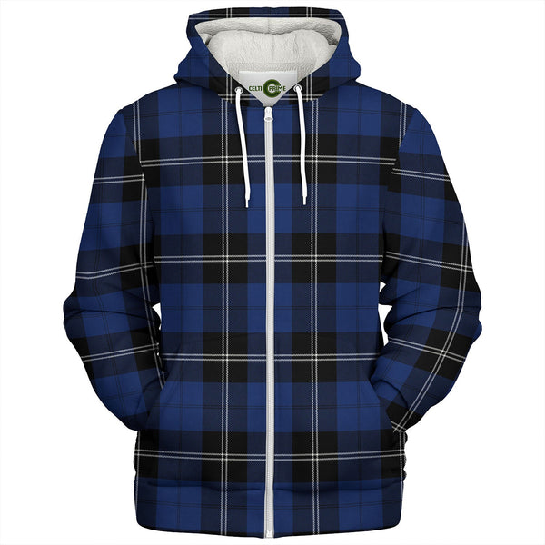 Ramsay Blue Modern Tartan Sherpa Hoodie