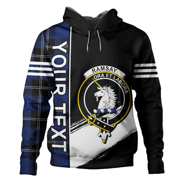 Ramsay Blue Modern Clan Badge Tartan Hoodie Quarter Style Personalized