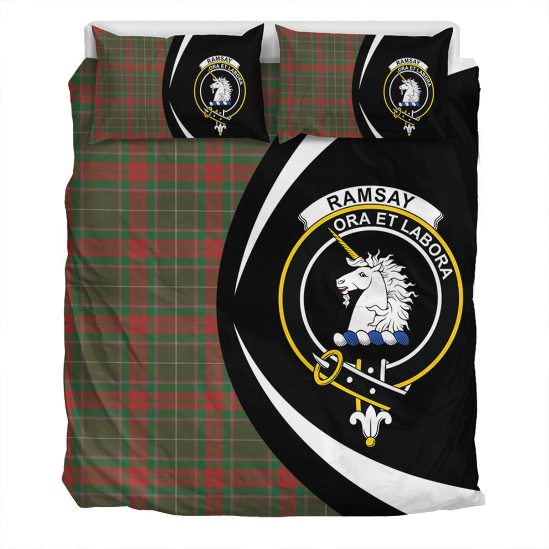 Ramsay Green Ancient Clan Badge Tartan Bedding Set Circle Style