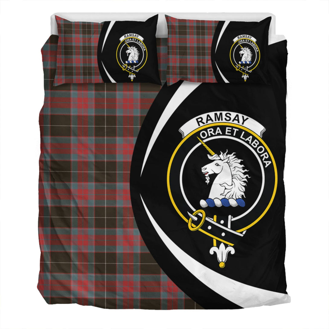 Ramsay Green Weathered Clan Badge Tartan Bedding Set Circle Style