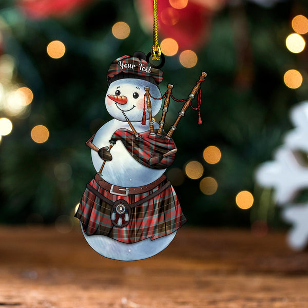 Ramsay Green Weathered Clan Badge Tartan Wood Acrylic Ornament Snowman Bagpipe Personalized