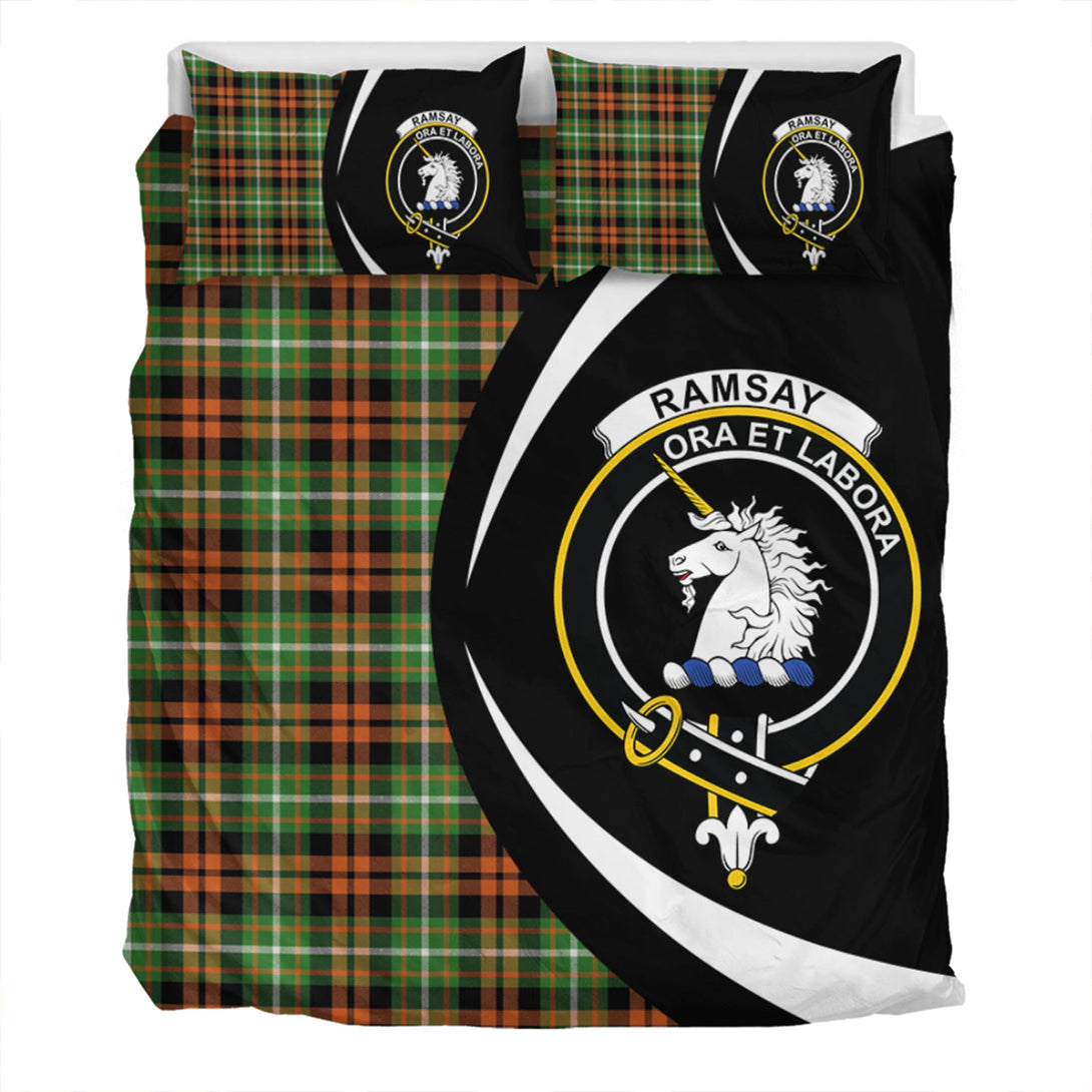 Ramsay Orange Ancient Clan Badge Tartan Bedding Set Circle Style