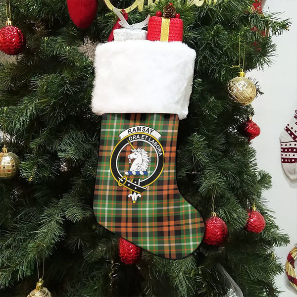 Ramsay Orange Ancient Clan Badge Tartan Christmas Stocking