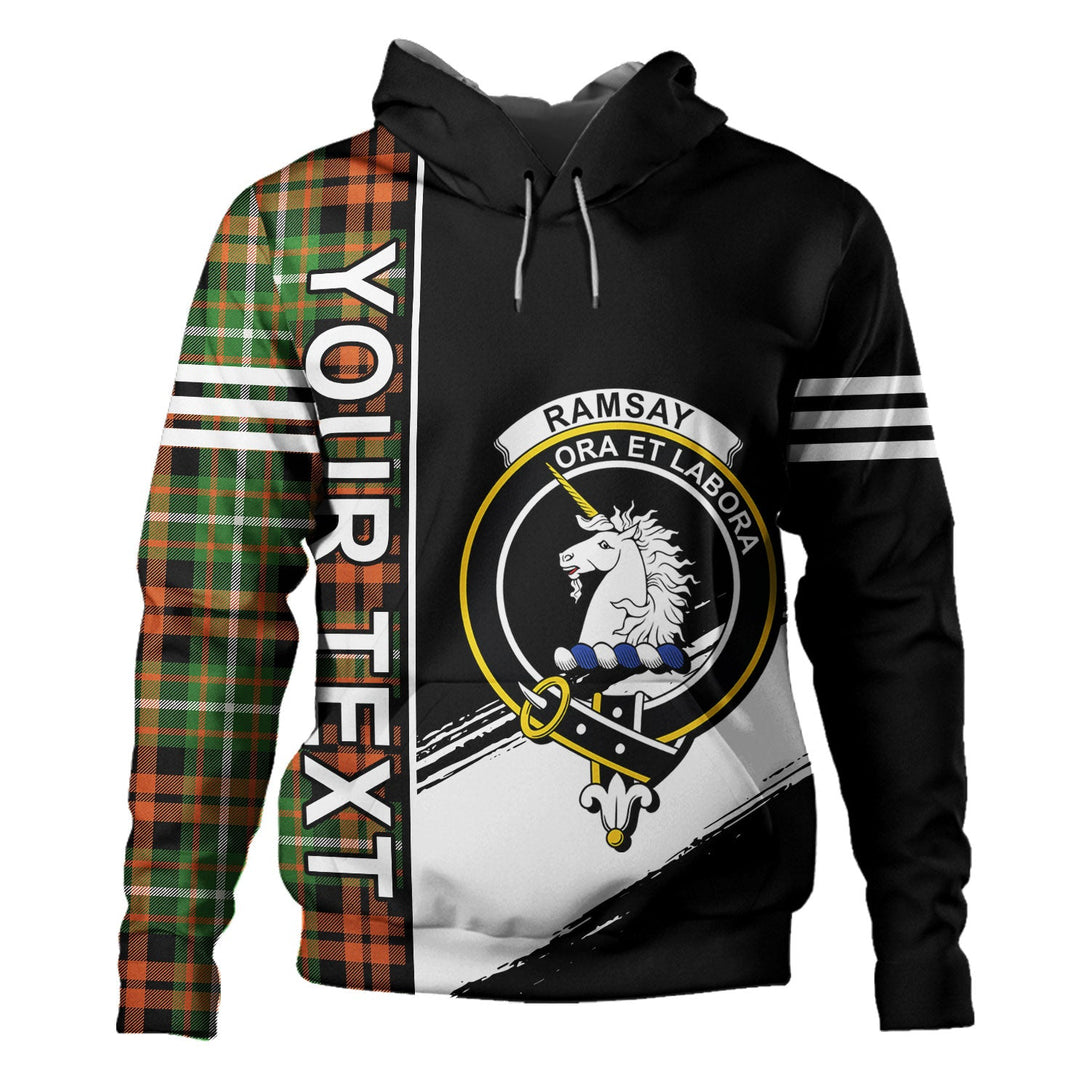 Ramsay Orange Ancient Clan Badge Tartan Hoodie Quarter Style Personalized