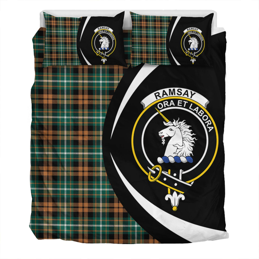 Ramsay Orange Modern Clan Badge Tartan Bedding Set Circle Style