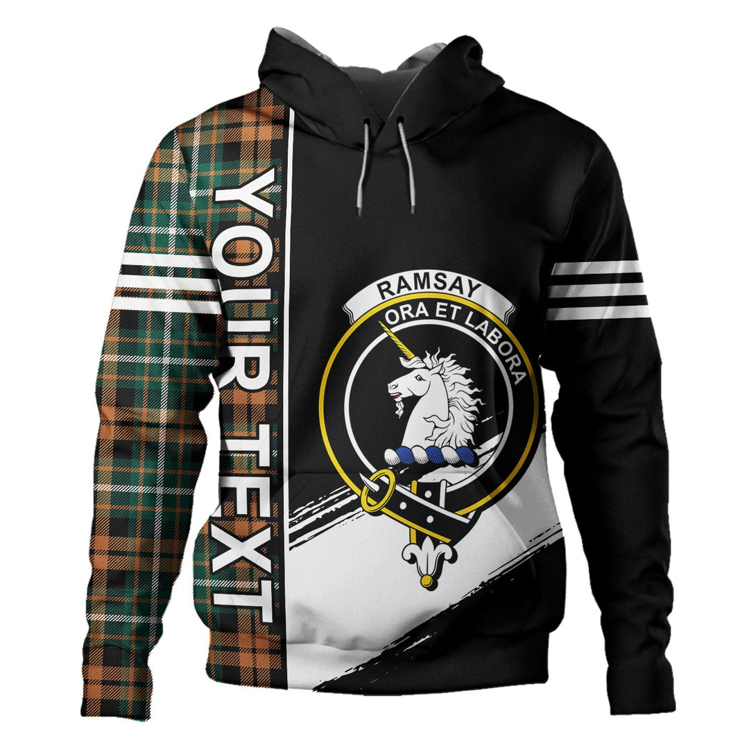 Ramsay Orange Modern Clan Badge Tartan Hoodie Quarter Style Personalized