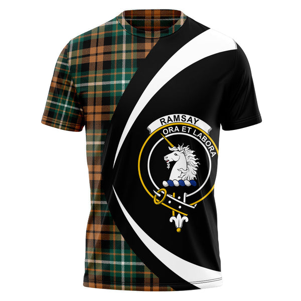 Ramsay Orange Modern Clan Badge Tartan T-Shirt Circle Style Personalized