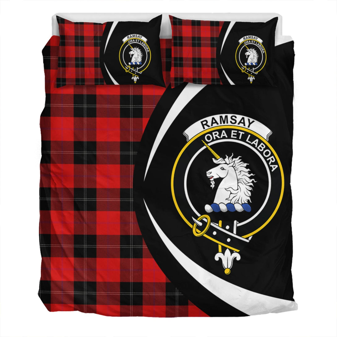 Ramsay Red (Ramsay of Dalhousie) Clan Badge Tartan Bedding Set Circle Style