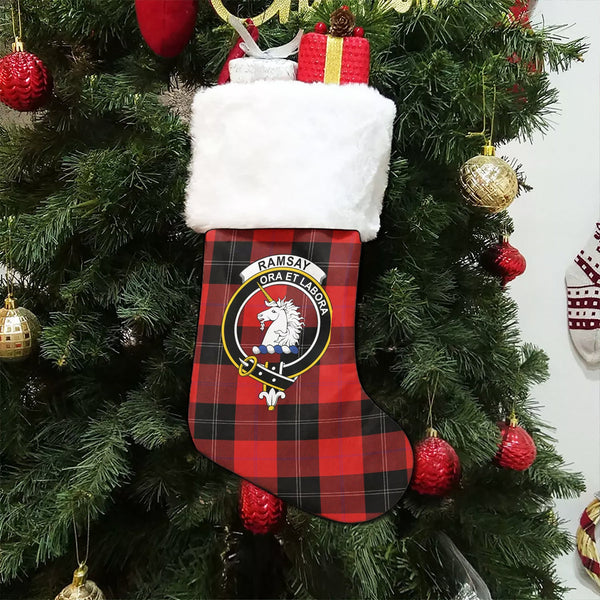 Ramsay Red (Ramsay of Dalhousie) Clan Badge Tartan Christmas Stocking