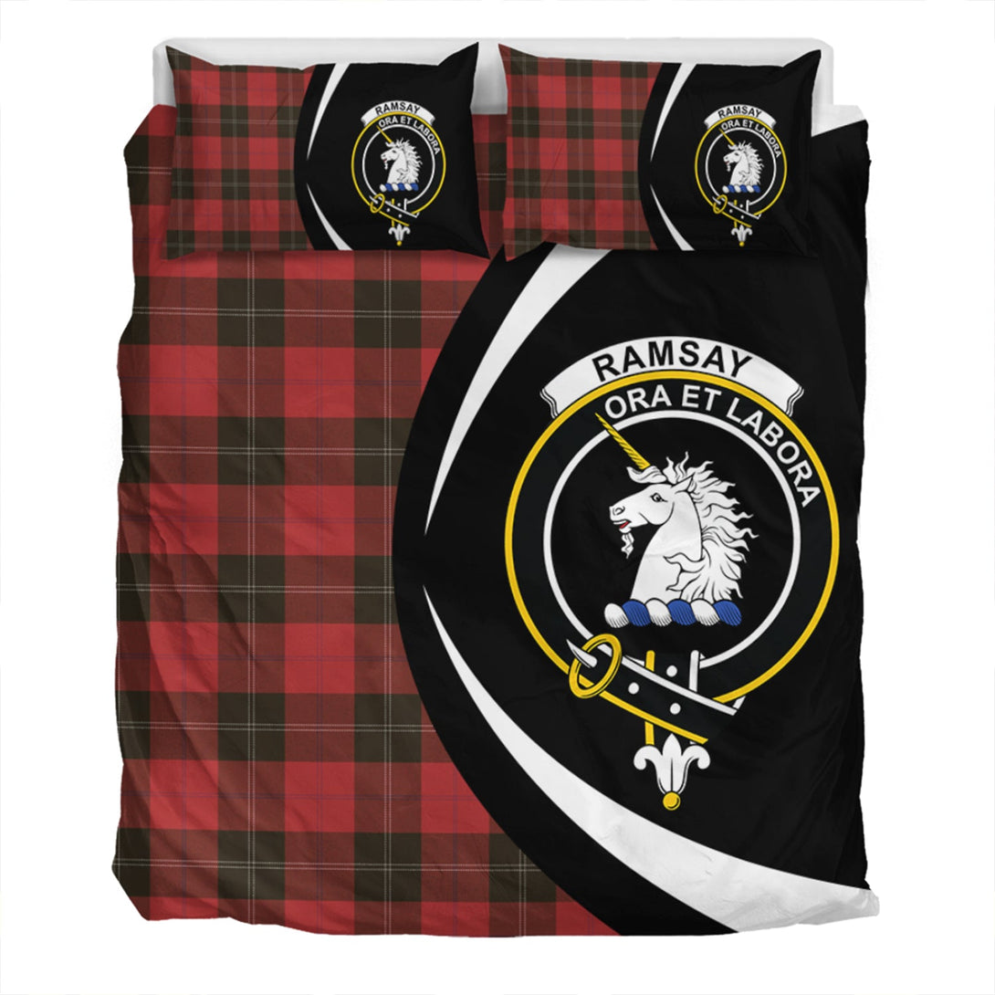 Ramsay Red (Ramsay of Dalhousie) Weathered Clan Badge Tartan Bedding Set Circle Style