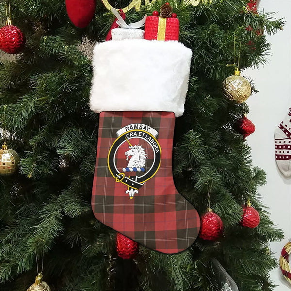 Ramsay Red (Ramsay of Dalhousie) Weathered Clan Badge Tartan Christmas Stocking