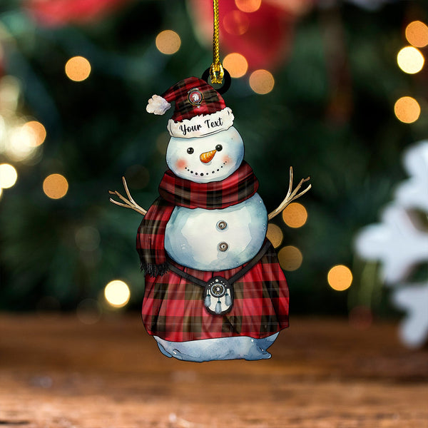 Ramsay Red (Ramsay of Dalhousie) Weathered Clan Badge Tartan Wood Acrylic Ornament Snowman Warrior Personalized