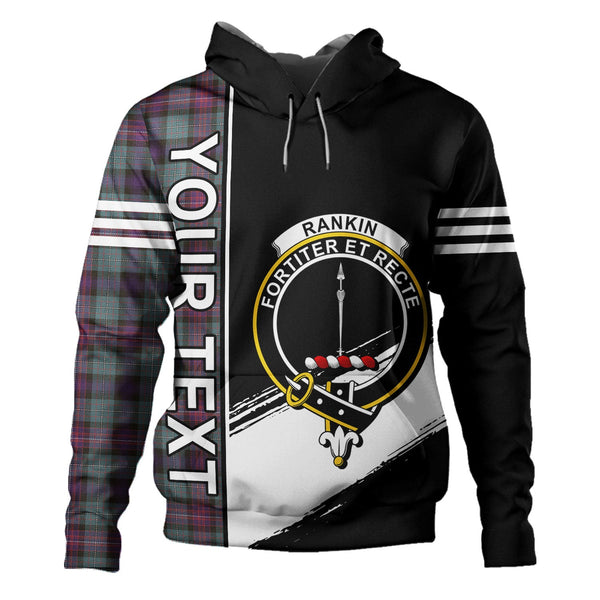 Rankin (Dalgliesh) Weathered Clan Badge Tartan Hoodie Quarter Style Personalized