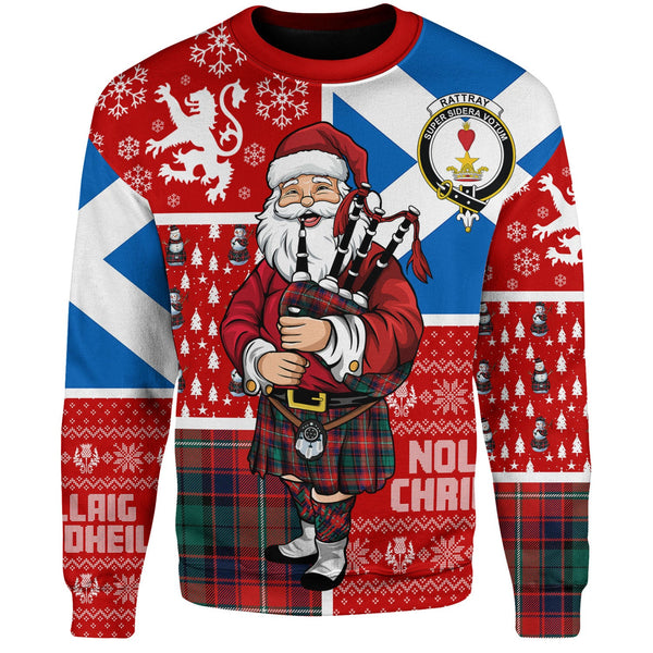 Rattray of Lude Modern Clan Badge Tartan Sweatshirt Scotland Christmas Santa