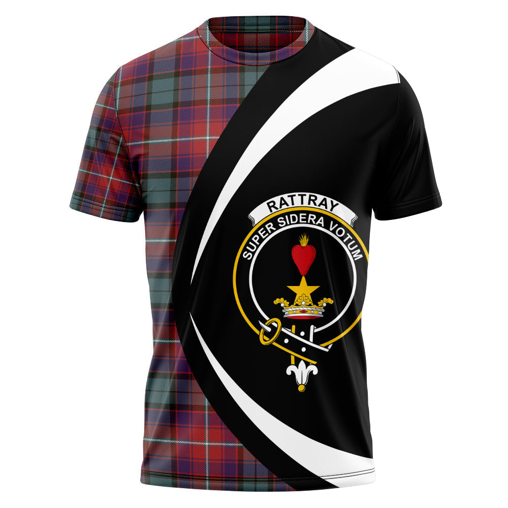 Rattray of Lude Weathered Clan Badge Tartan T-Shirt Circle Style Personalized