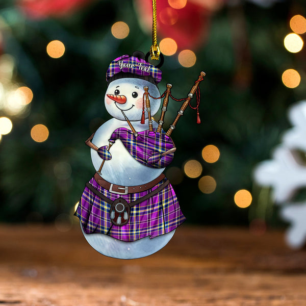 Regan Modern Tartan Wood Acrylic Ornament Snowman Bagpipe Personalized