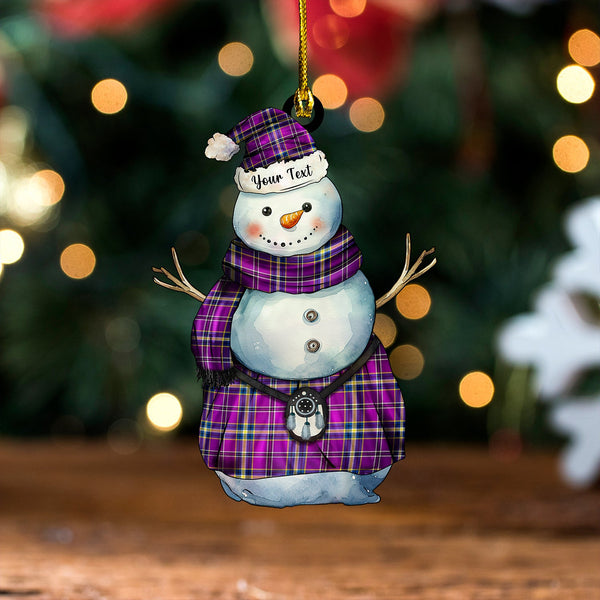 Regan Modern Tartan Wood Acrylic Ornament Snowman Warrior Personalized